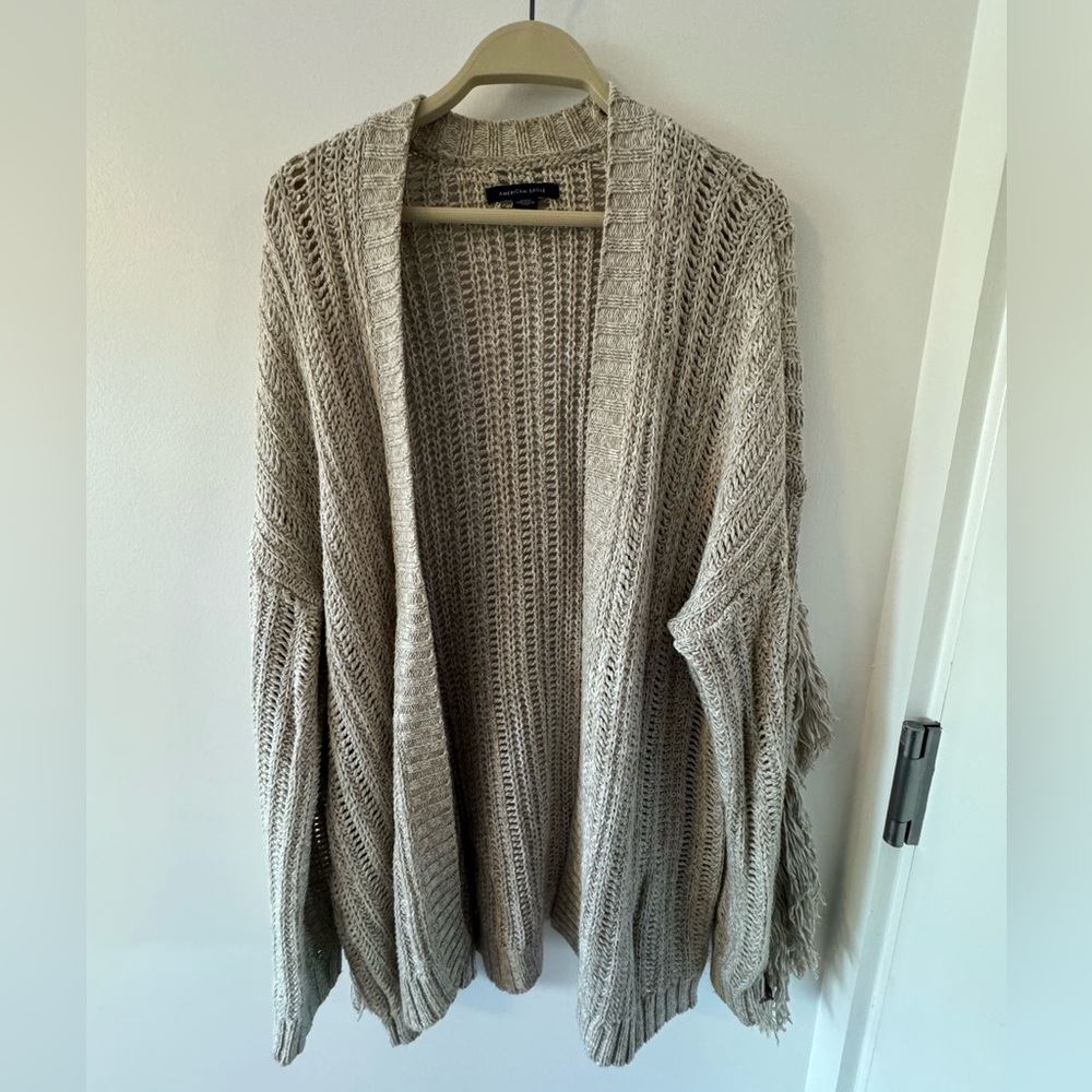 American Eagle Beige Cardigan with fringes - Sz M